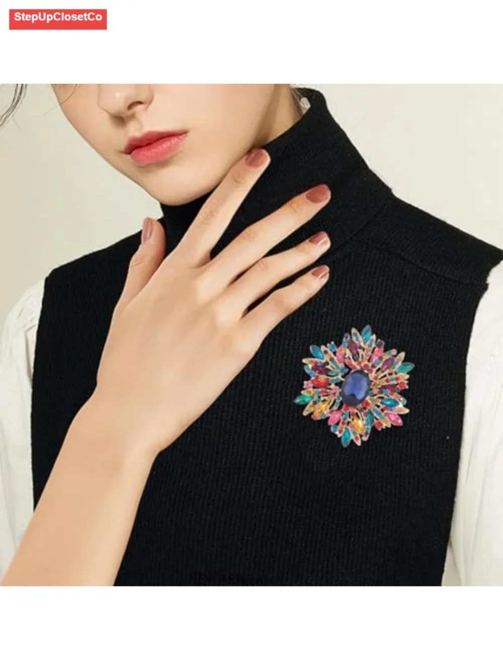 Sunflower Crystal Brooch Pin Rhinestone Scarf Decoration for Women